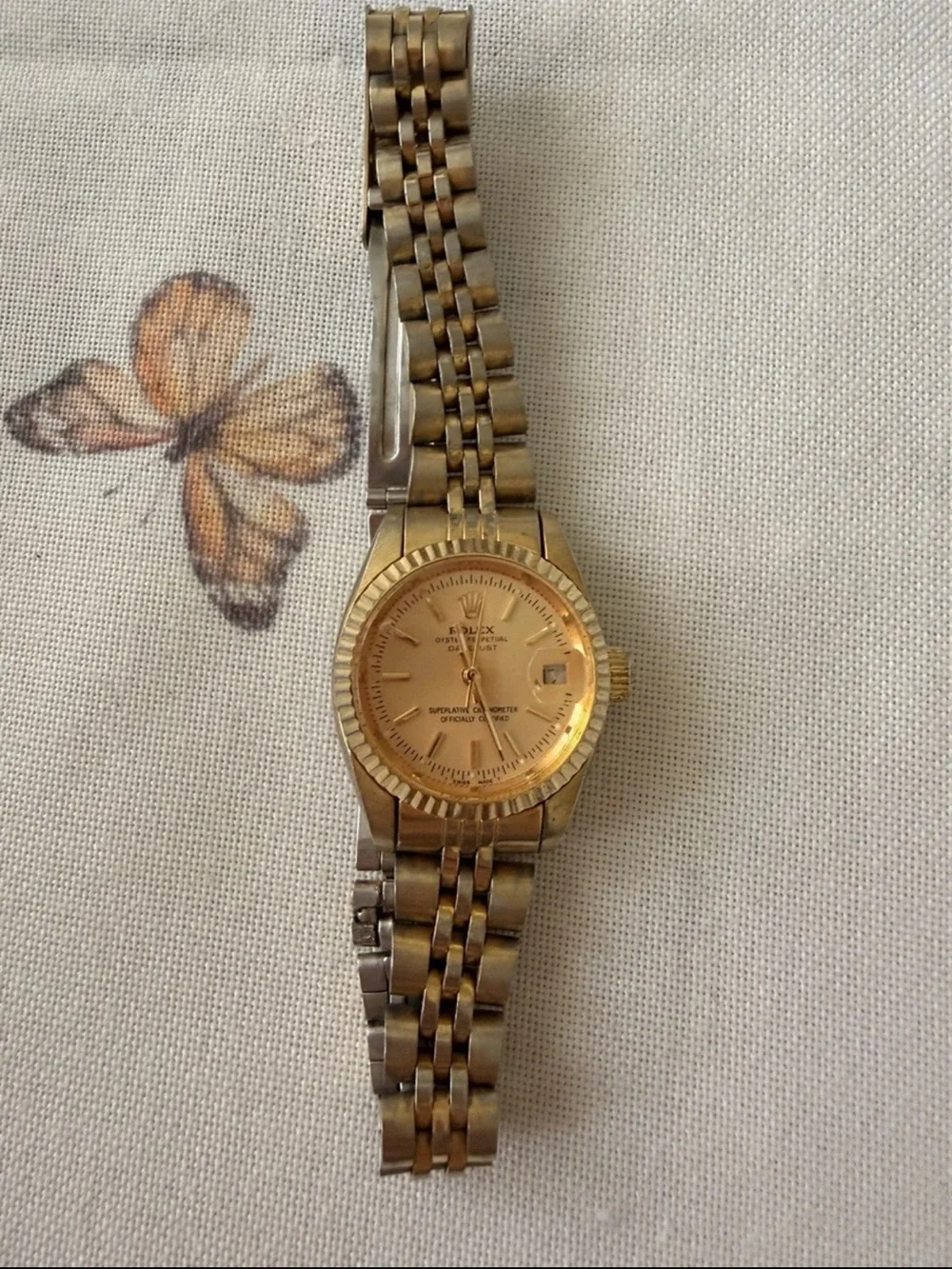 Gold Tone Ladies Wristwatch - Two-Tone Bracelet